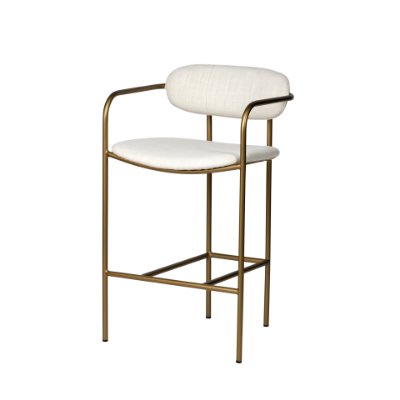 68562 - Parker  Cream Fabric Seat Gold Metal Counter Stool