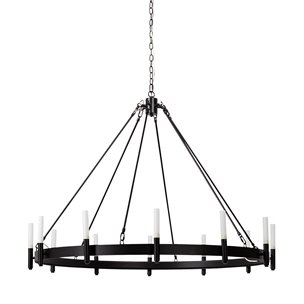 Decamp I (47.2"x36.2") Black Metal Chassis Glass Tube Twelve Light Chandelier 