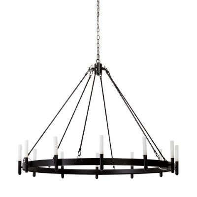 68594 - Decamp I (47.2"x36.2") Black Metal Chassis Glass Tube Twelve Light Chandelier 
