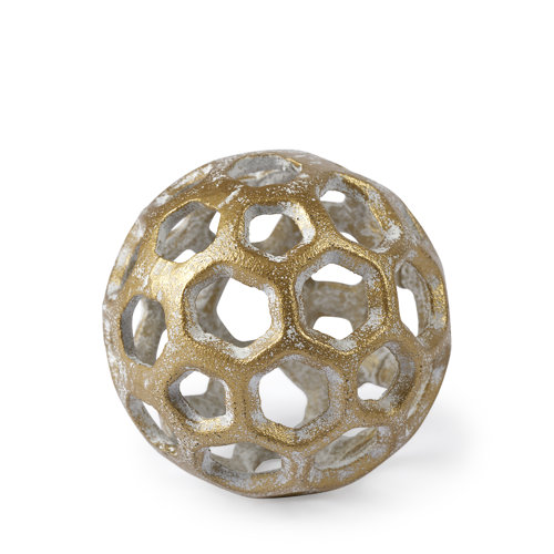 68604 - Moyer I (Small) 3L x 3W Gold Metal Hollow Decorative Orb
