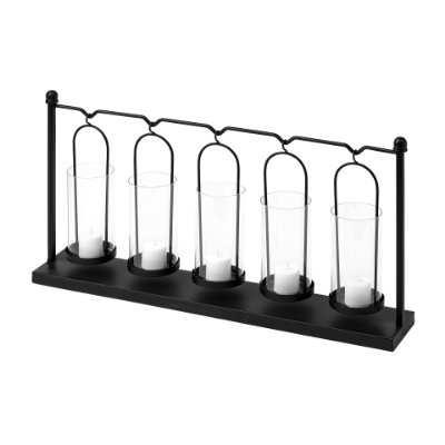 68601 - Erlen Black Metal Hanging Votive Five Candle Table Candle Holder 