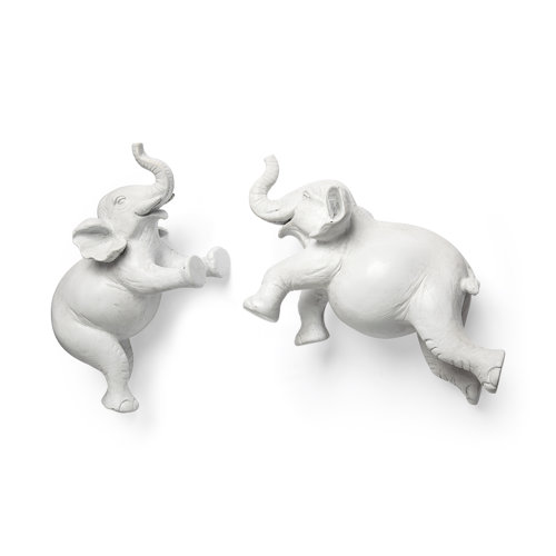 68582 - Maynard Set of 2 White Elephant Wall Decorations