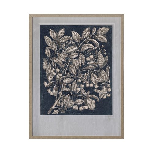 12965 - Vintage Fruit & Floral III by Megan Meagher Hand Embellished Framed Art Print Matted under Glass