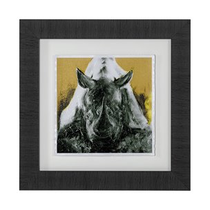 Rhino Yellow by Mercana Studio a Hand Embellished Textured Framed Art Print Matted under Glass