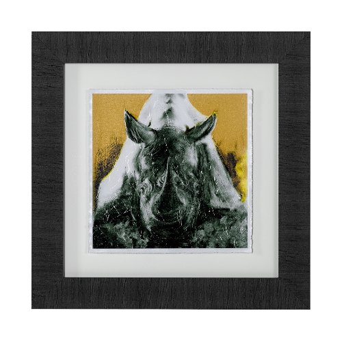 12997 - Rhino Yellow by Mercana Studio a Hand Embellished Textured Framed Art Print Matted under Glass