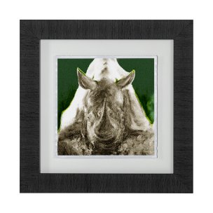 Rhino Green by Mercana Studio a Hand Embellished Textured Framed Art Print Matted under Glass