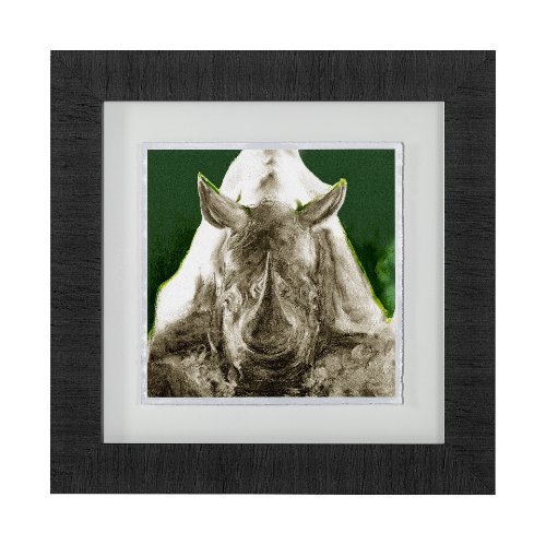 12998 - Rhino Green by Mercana Studio a Hand Embellished Textured Framed Art Print Matted under Glass