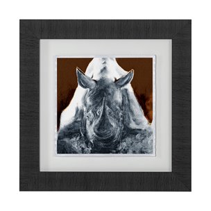 Rhino Burn Orange by Mercana Studio a Hand Embellished Textured Framed Art Print Matted under Glass