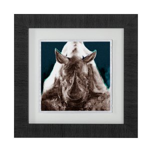 Rhino Blue by Mercana Studio a Hand Embellished Textured Framed Art Print Matted under Glass