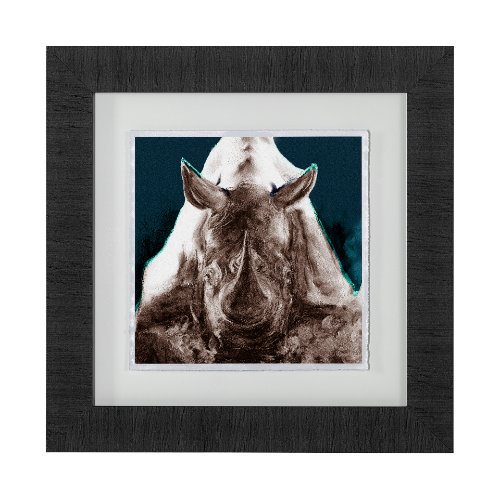 13000 - Rhino Blue by Mercana Studio a Hand Embellished Textured Framed Art Print Matted under Glass