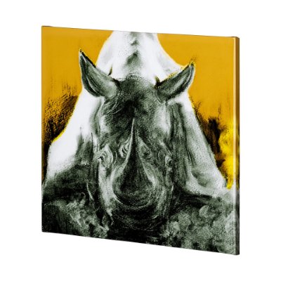 101461-L - Rhino Yellow by Mercana Studio a Hand Embellished Textured Canvas
