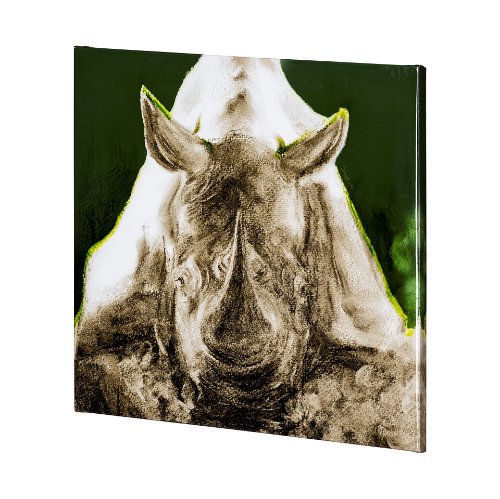 101462-L - Rhino Green by Mercana Studio a Hand Embellished Textured Canvas