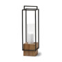 68652 - Orionis Large Wood w/ Black Metal Lantern Candle Holder