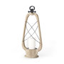 68638 - Zain II Large Brown Wooden Vintage Inspired Candle Holder Lantern