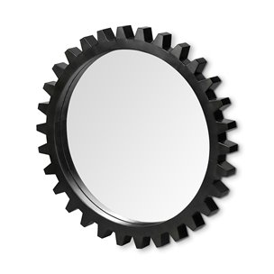 Alloy Cog 37" Round Black Metal Frame Mirror
