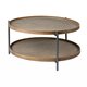 68542 - Kade 33" Round Brown Table Gray Metal Frame Two-Tier Coffee Table