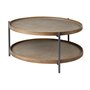 68542 - Kade 33" Round Brown Table Gray Metal Frame Two-Tier Coffee Table
