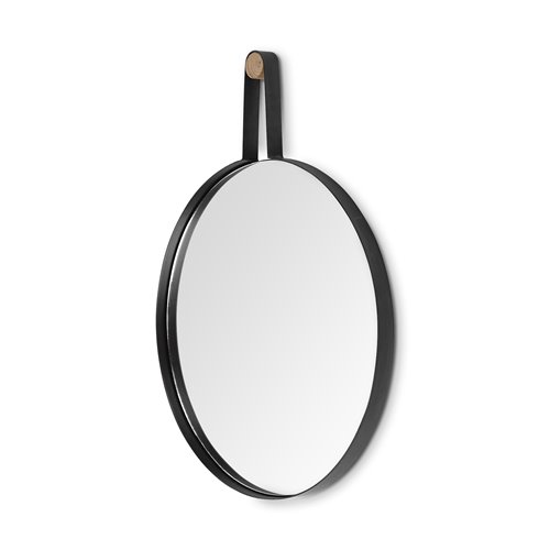 68560 - Collie 20x26 Round Black Metal Frame Mirror