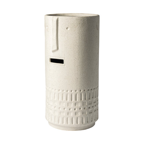 68572 - Jacob II Tall White Ceramic Smiling Face Vase