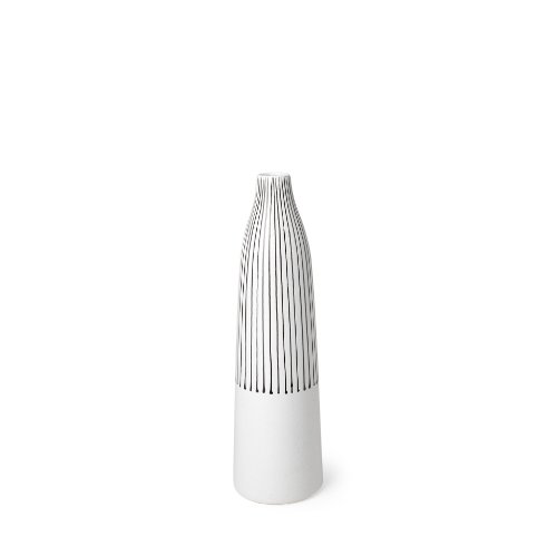 68625 - Kira I Small White Pinstripe Ceramic Vase 