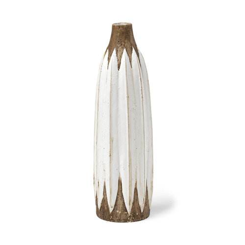 68614 - Sisko II Tall Rustic Brown White Ceramic Vase