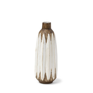 Sisko I Short Rustic Brown White Ceramic Vase
