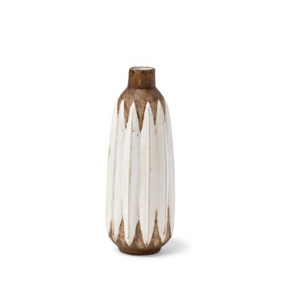 68613 - Sisko I Short Rustic Brown White Ceramic Vase