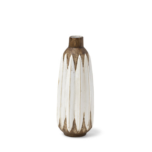68613 - Sisko I Short Rustic Brown White Ceramic Vase