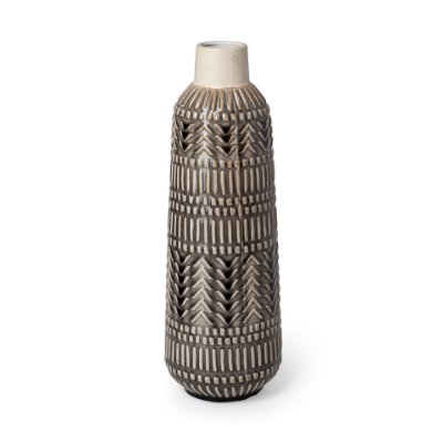 68612 - Riker III Large Dark Gray Cream Ceramic Vase