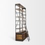 50031-AB - Brodie II Medium Brown Wood Black Ladder Four Shelf Shelving Unit 57L x 20.5W x94H