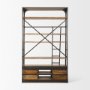 50031-AB - Brodie II Medium Brown Wood Black Ladder Four Shelf Shelving Unit 57L x 20.5W x94H