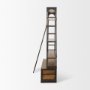 50031-AB - Brodie II Medium Brown Wood Black Ladder Four Shelf Shelving Unit 57L x 20.5W x94H
