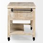 50349 - Columbia 62L x 28W x 36H I Light Brown Body w/ Black Iron Knobs Rolling Kitchen Island 