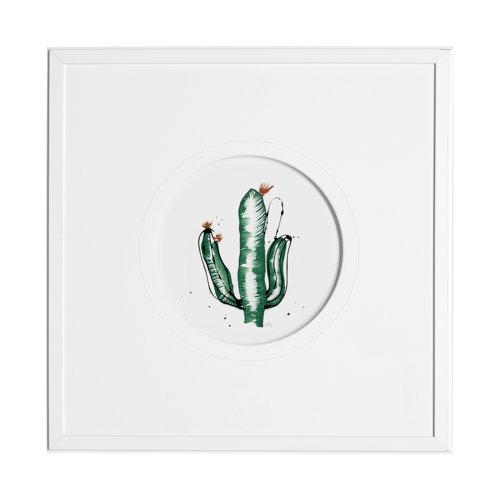 13055 - Cactus IV by Mercana Studio a Hand Embellished Textured Framed Art Print Matted under Glass