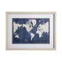 13072 - Blueprint World Map by Sue Schlabach a Hand Embellished Textured Framed Art Print Matted under Glass