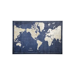 Blueprint World Map by Sue Schlabach a Hand Embellished Textured Canvas