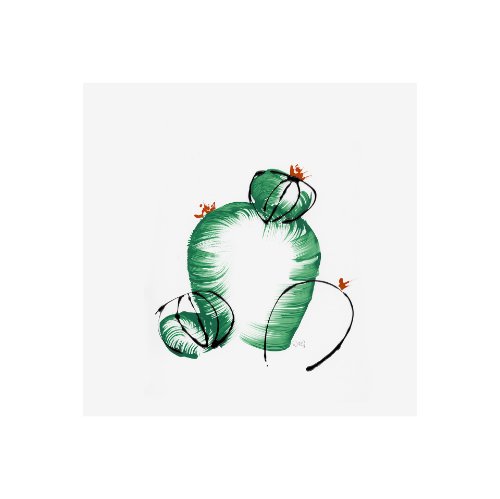 101483-S - Cactus III by WRG a Hand Embellished Textured Canvas