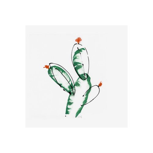 101481-S - Cactus I by WRG a Hand Embellished Textured Canvas