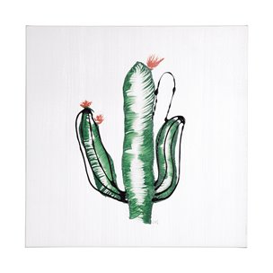 Cactus IV by WRG a Hand Embellished Textured Canvas