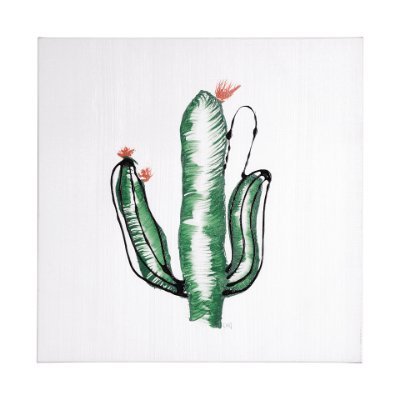 101484-L - Cactus IV by WRG a Hand Embellished Textured Canvas
