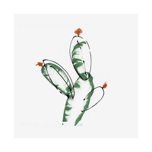 101481-L - Cactus I by WRG a Hand Embellished Textured Canvas