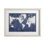 13072 - Blueprint World Map by Sue Schlabach a Hand Embellished Textured Framed Art Print Matted under Glass