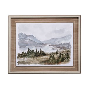 Overcast Reservoir I by Ethan Harper a Hand Embellished Textured Framed Art Print Matted under Glass