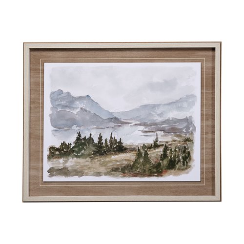 13158 - Overcast Reservoir I by Ethan Harper a Hand Embellished Textured Framed Art Print Matted under Glass