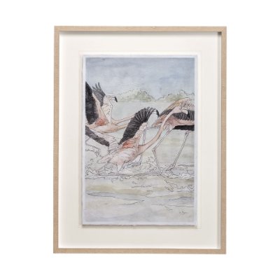 13056 - Flamingo I by Mercana Studio a Hand Embellished Textured Framed Art Print Matted under Glass