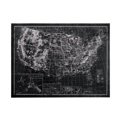 101572-L - Explorer USA Map Noir by Vintage Collection a Hand Embellished Textured Canvas