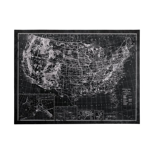 101572-L - Explorer USA Map Noir by Vintage Collection a Hand Embellished Textured Canvas