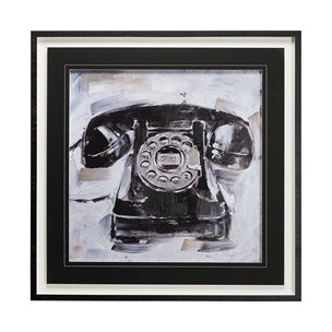 Retro Phone I by Ethan Harper a Hand Embellished Textured Framed Art Print Matted under Glass