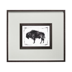 Dynamic Bison II by Ethan Harper a Hand Embellished Textured Framed Art Print Matted under Glass