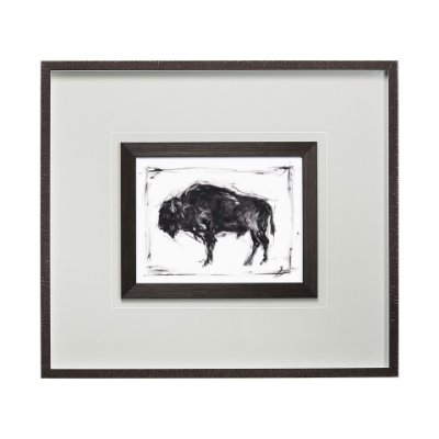 13084 - Dynamic Bison II by Ethan Harper a Hand Embellished Textured Framed Art Print Matted under Glass